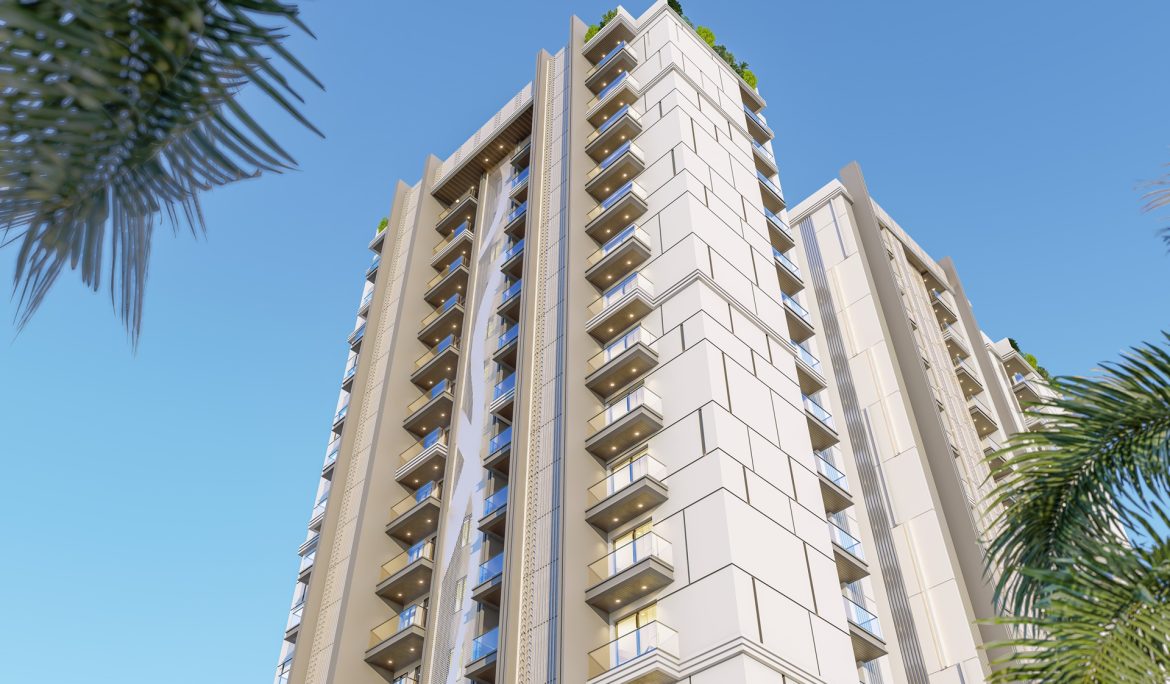 a tall building with balconies