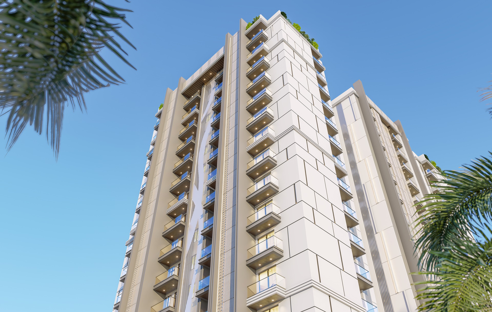 a tall building with balconies