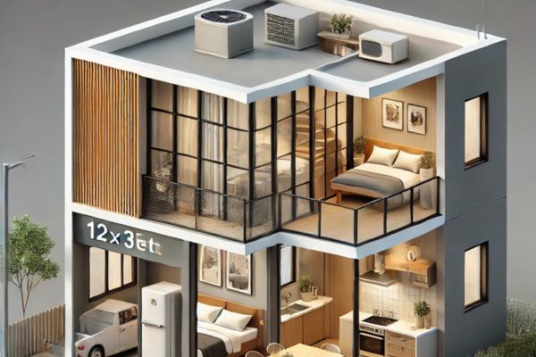 A Perfect 12×36 3D House Plan | Smart Design for Compact Spaces 2 12x36 3d house plan