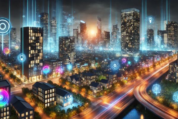  A futuristic cityscape at night illuminated by advanced LED lighting technology.